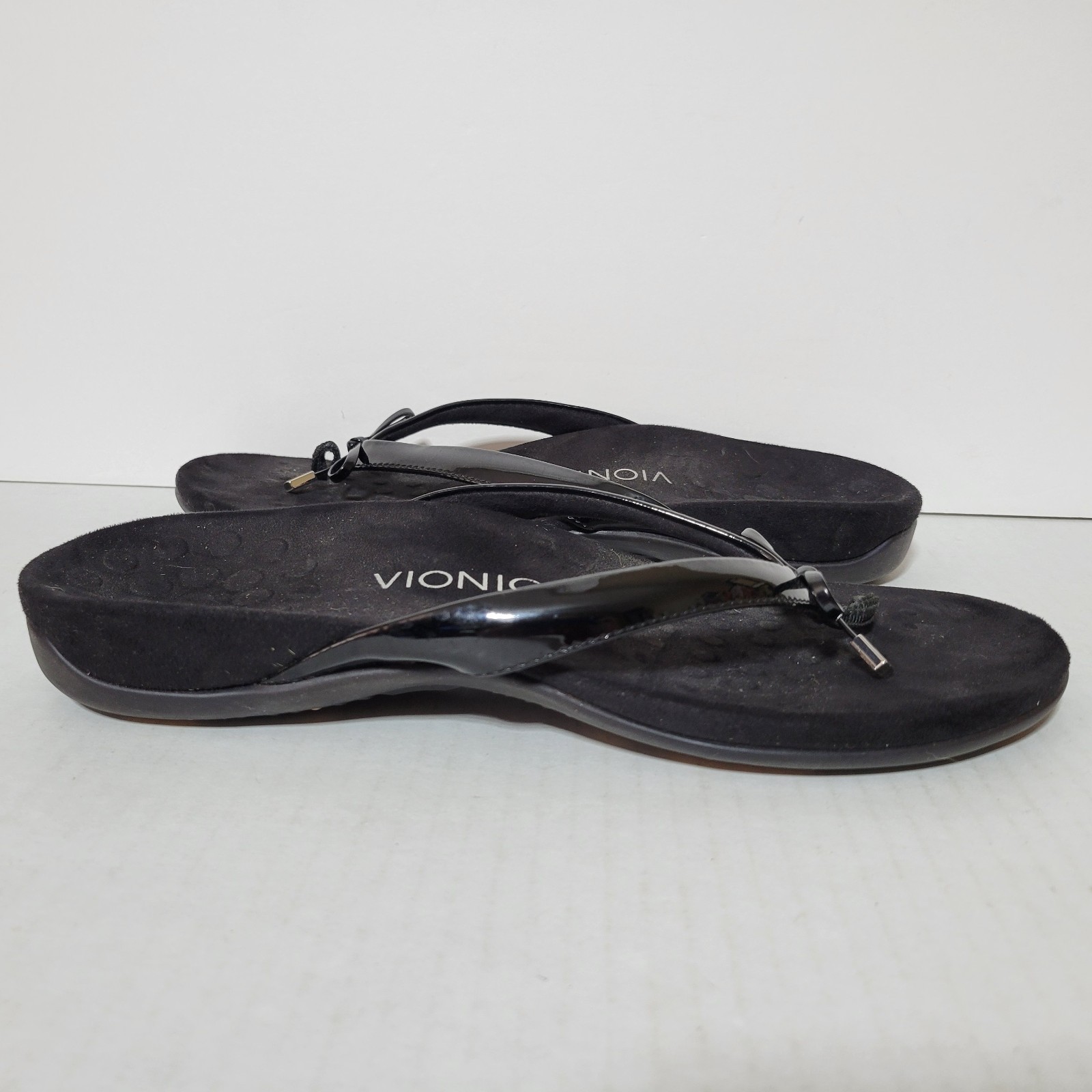 Vionic Bella II Black Thong Flip Flop Bow Arch Support Sandals Size 11