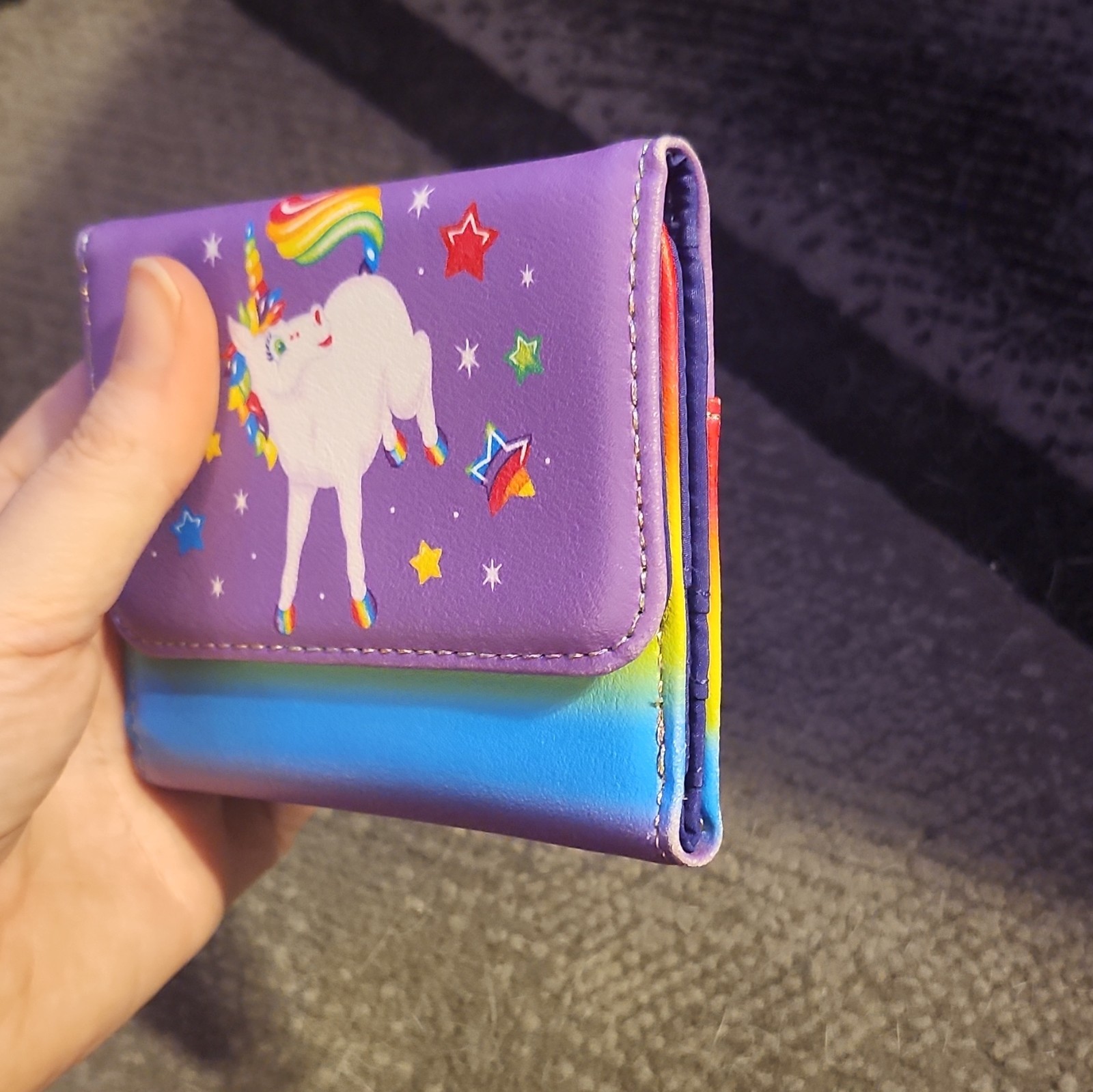 Loungefly Lisa Frank Unicorn Rainbow Trifold Wallet Snap closure
