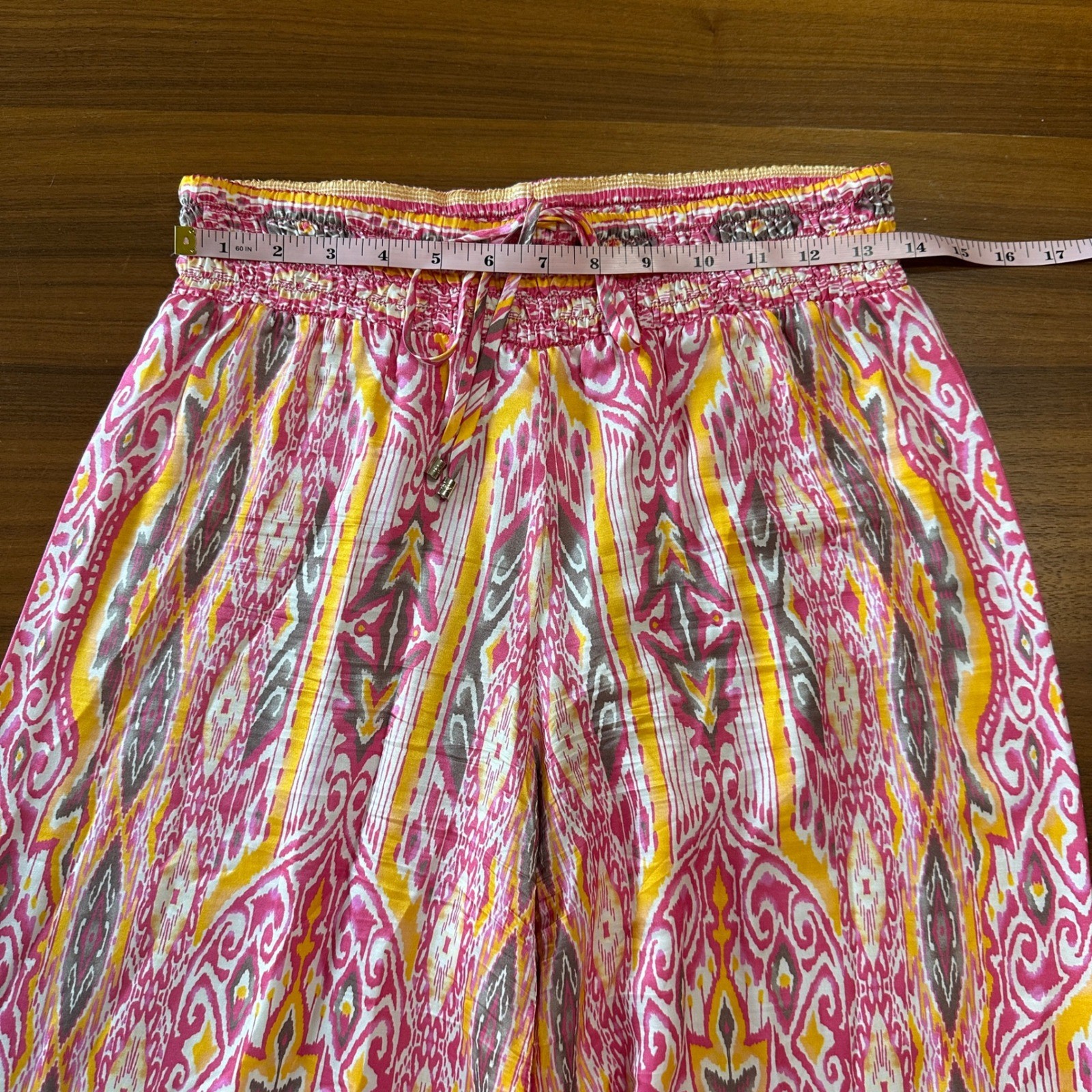 Hale Bob Wide Leg Silk Blend Palazzo Pants Small Paisley Ikat Resort Boho Beach