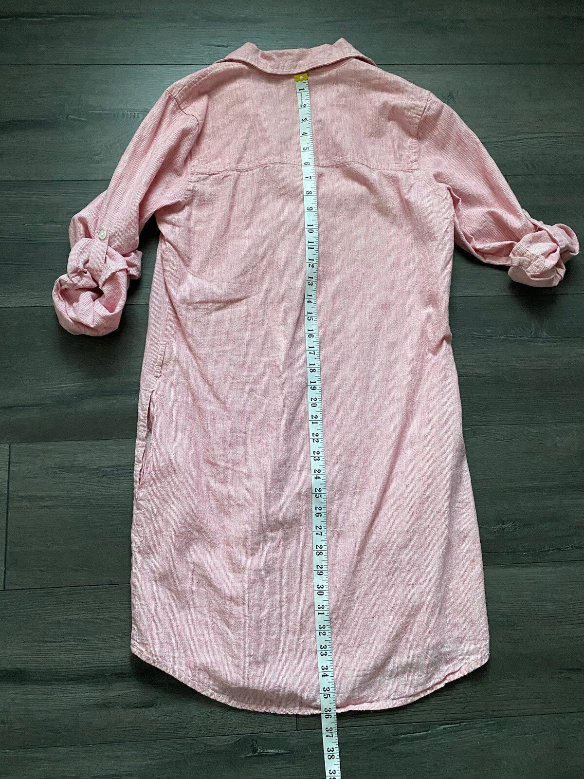 Freedom Trail by Kyodan Womens Red Striped Linen Blend Shirt Dress Size M *READ