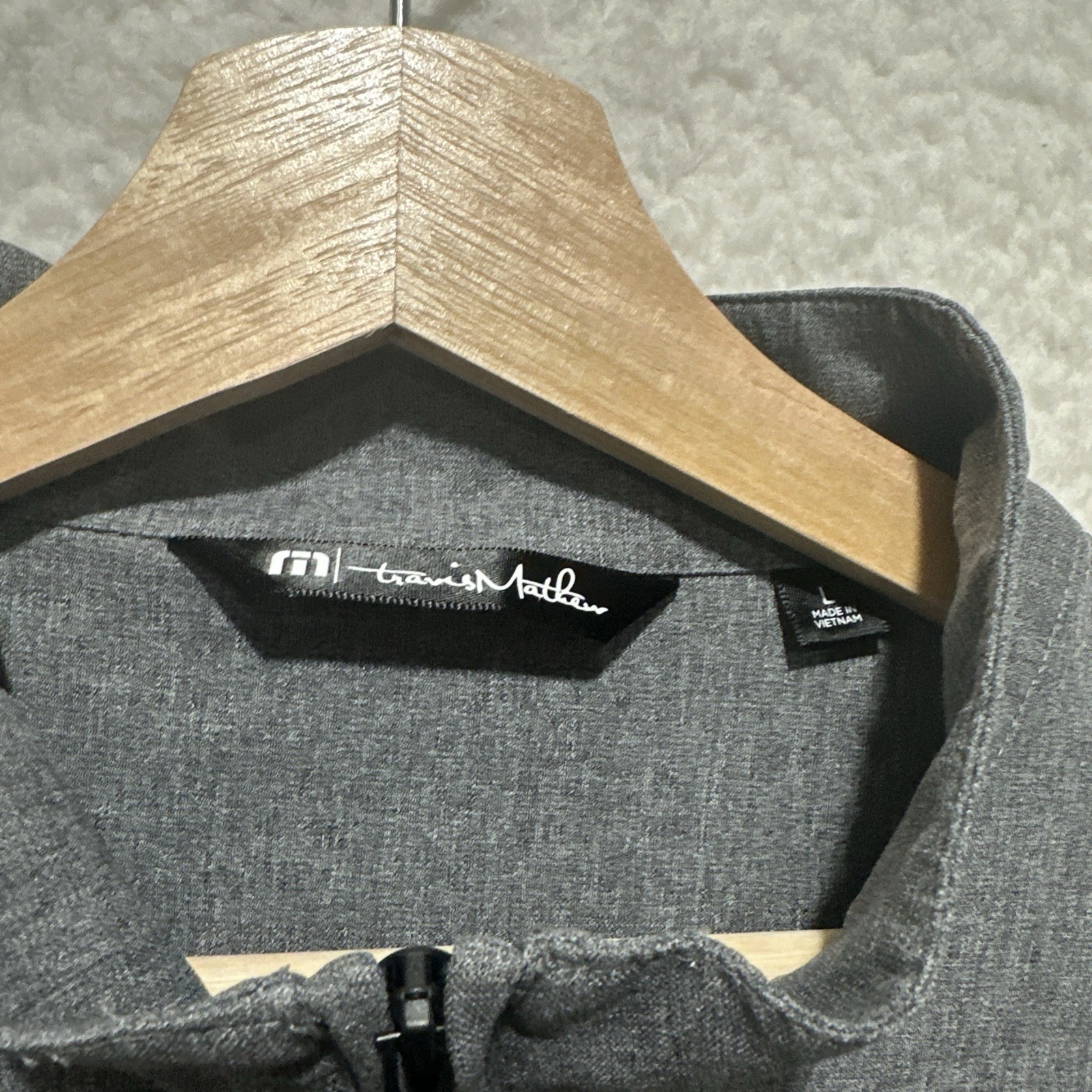 Travis Mathew Jacket Gray Golf Performance 1/4 Zip Embroidered Logo Company Sz L