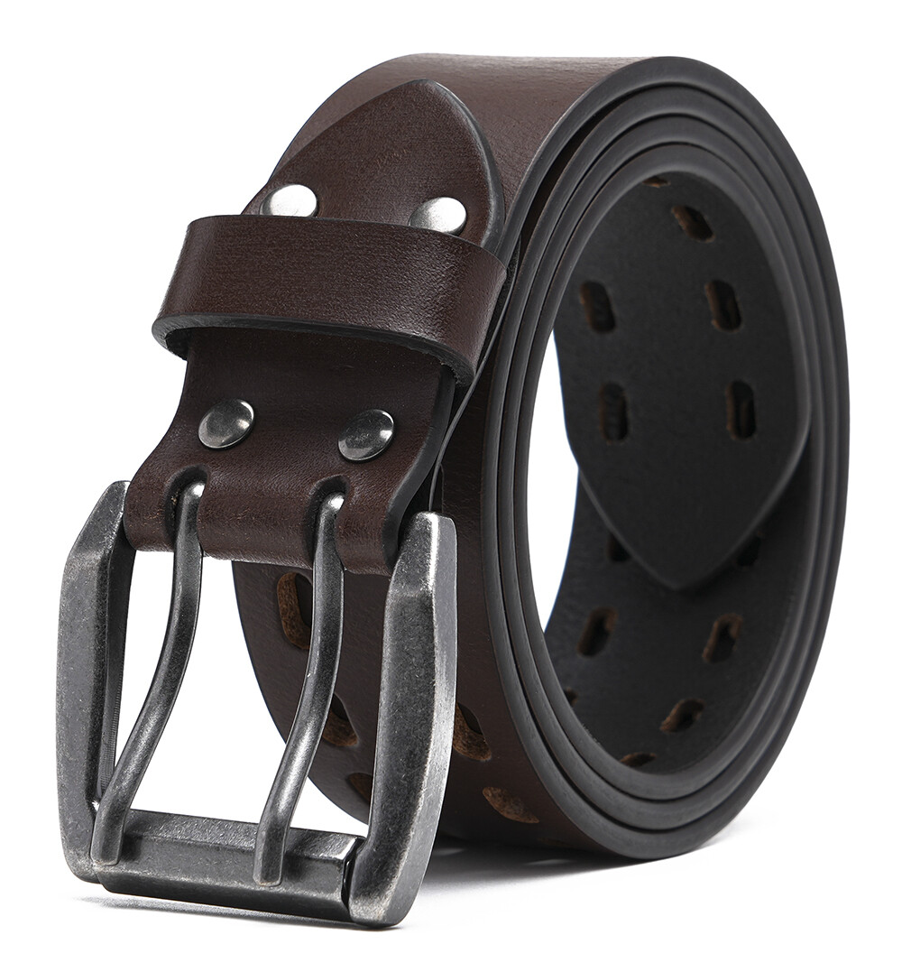 Mens Classic Genuine Leather Belt Jeans Solid Belts for Men 1.5inch Width
