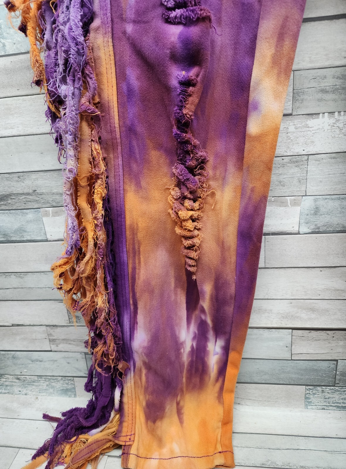 Purple Candy Jeans Womens Large High Rise Distressed Fringe Jeans Festival