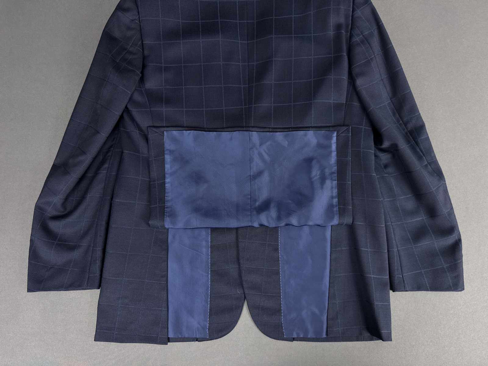 Pal Zileri Made in Italy Navy Windowpane Blazer EU-52R Drop 8 100% Wool Jacket