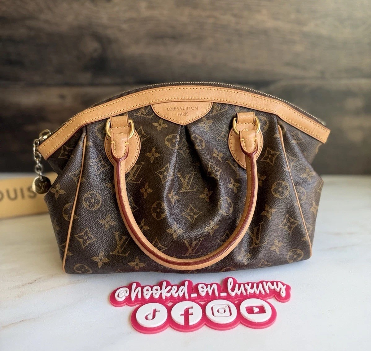 Authentic Louis Vuitton Tivoli PM Monogram Leather & Canvas Handbag Purse Tote