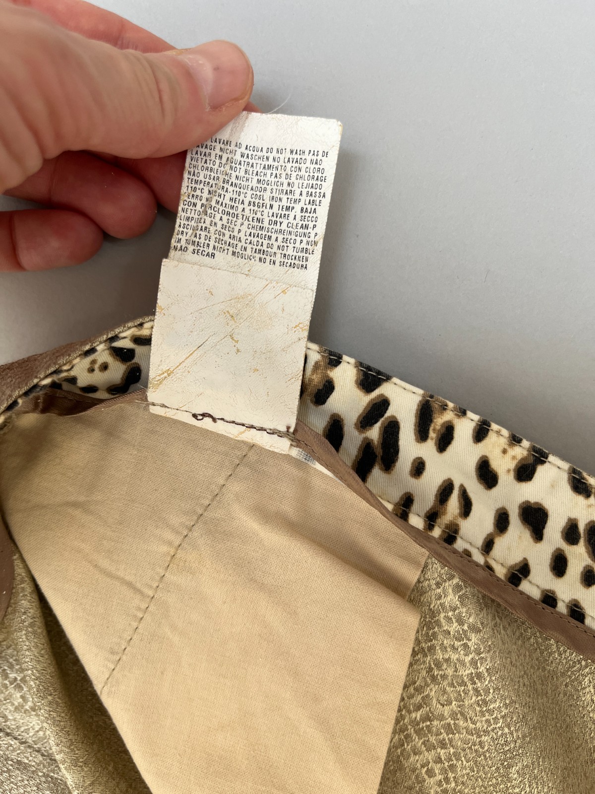 Roberto Cavalli Y2K Snake Effect Shimmer Beige Pants IT42