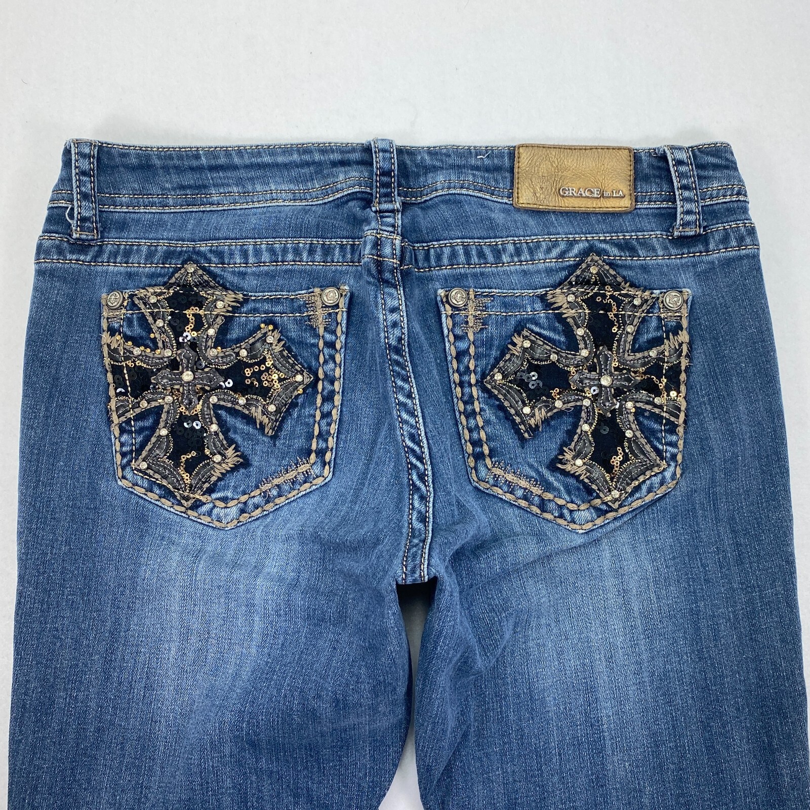 C623 Grace in LA Low Rise Bootcut Jeans tag sz 30 (Measures 31×33″) Long Cross