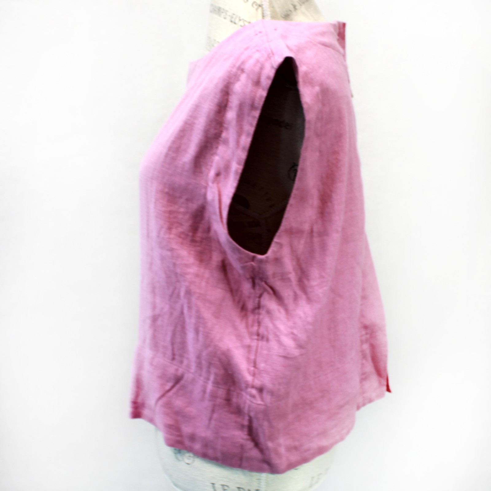Madewell Plus Pink Bateau-Neck Tank in 100% Linen Button-down Back 3X