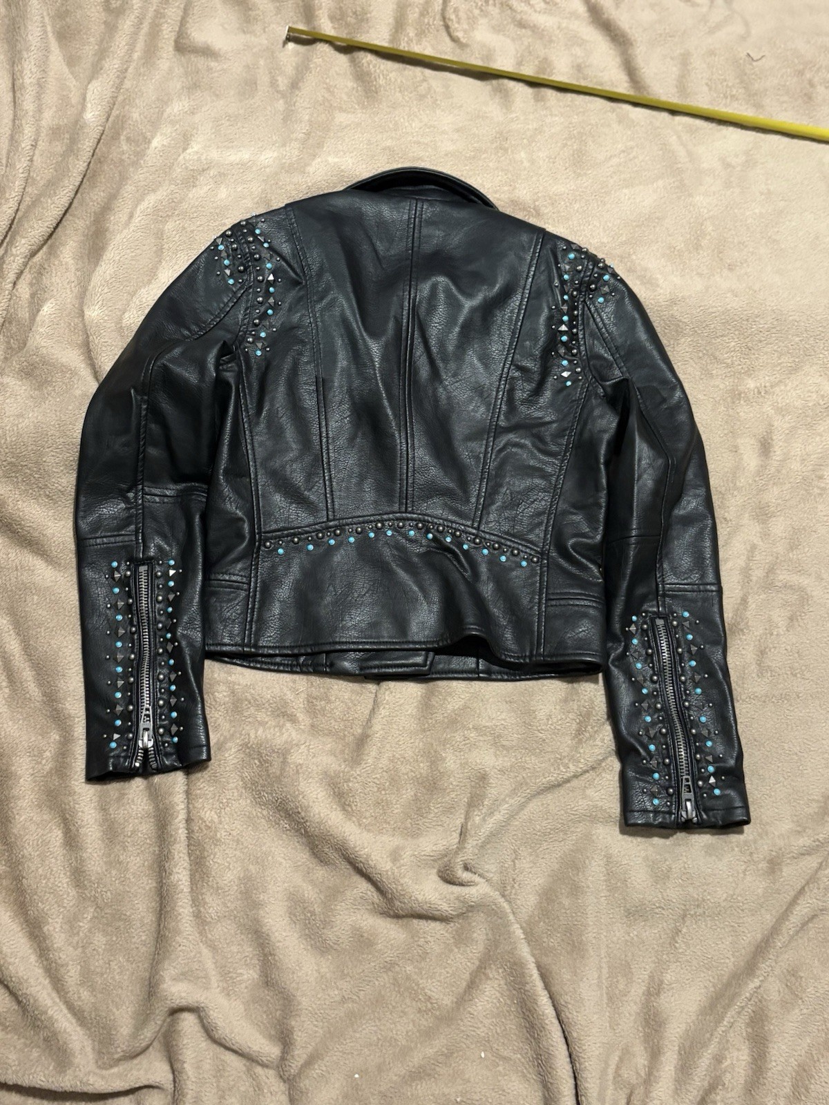 BlankNYC Women’s Black Studded Moto Jacket Full Zip Lined Biker Style Size XS
