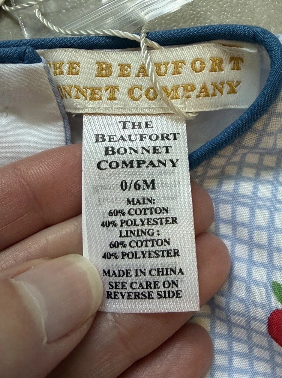 New! Beaufort Bonnet Company Preppy Blue Check Apple Benjamin Bubble Romper 0-6M