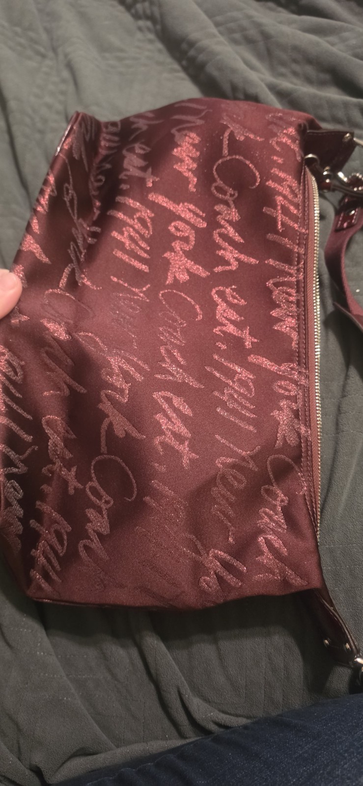 Coach Burgundy Dark Red Poppy Signature F17472 Hobo Bag Rare Holiday Limited