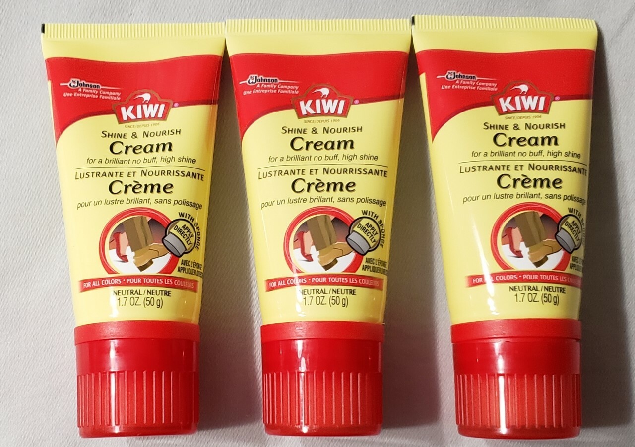 3 KIWI High Shine & Nourish Cream 1.7oz No Buff Leather Shoe Polish NEUTRAL NEW