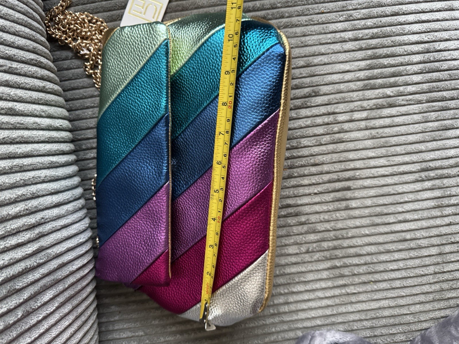 New Metallic Multi Color Gold Chain Bag Blue Silver Green Pink