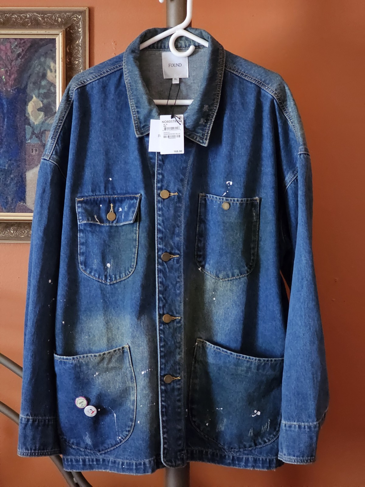 🚨🔥FOUND SANDWASH BLUE KAVIR PAINTER DENIM JACKET MEN SIZE XL RETAIL $168.00