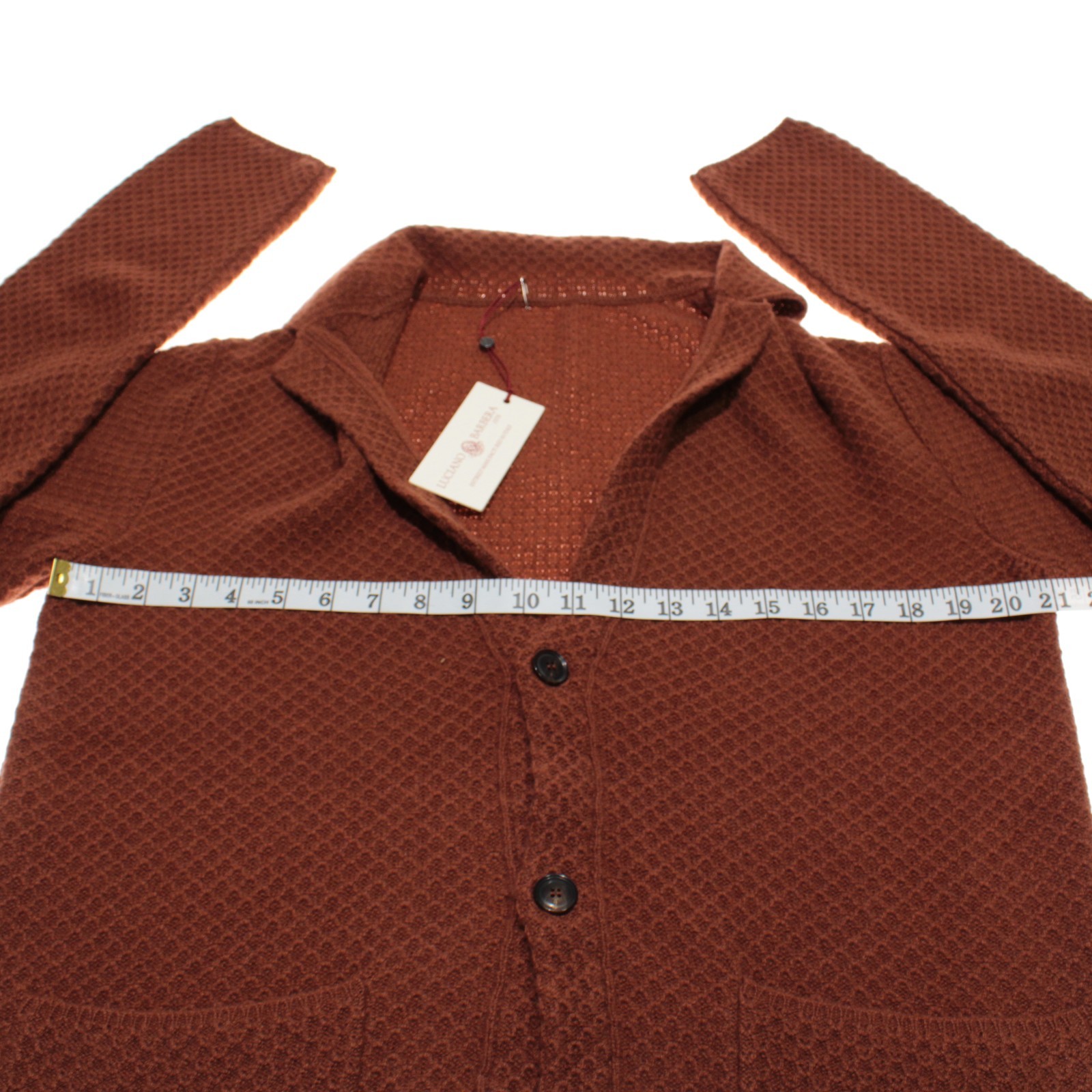 Luciano Barbera NWD Cardigan Sweater Jacket Size 50 (US M) in Brown