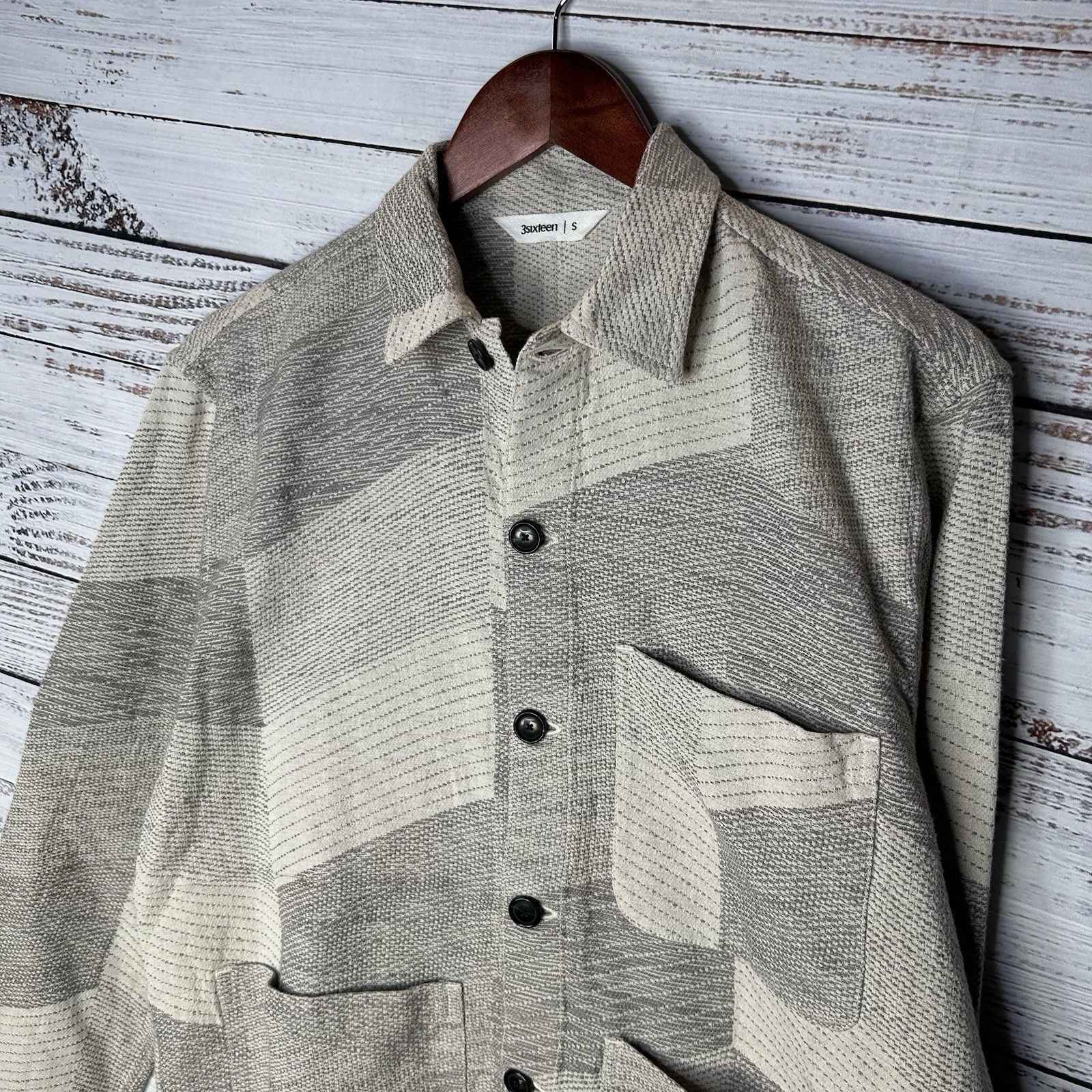 3sixteen Shop Jacket Drawstring Pants Set Ash Zig-Zag Jacquard Linen Blend Small