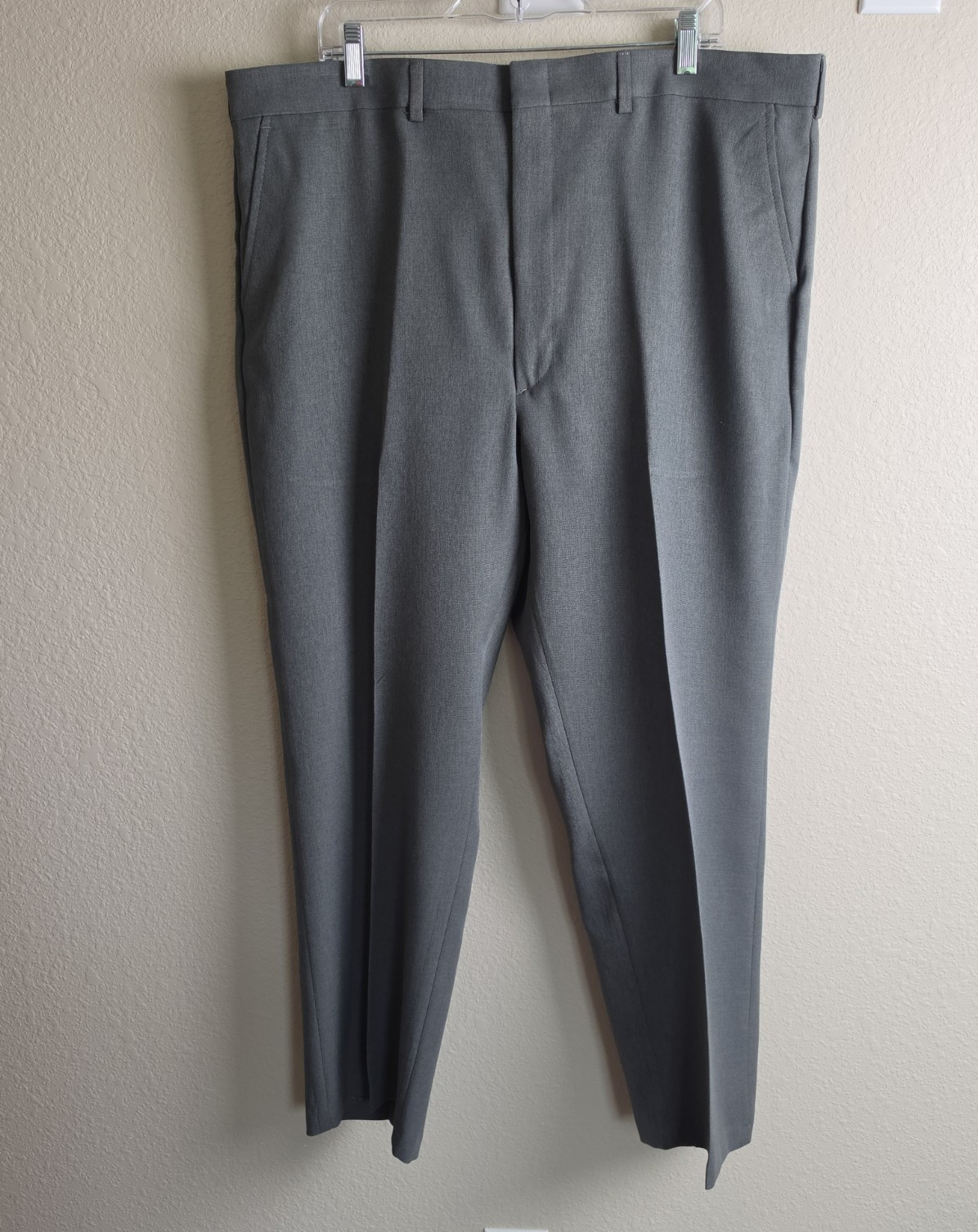 David Taylor Flex Fit Pants Men 42×29 Heather Gray Dress Pants Polyester RN15099