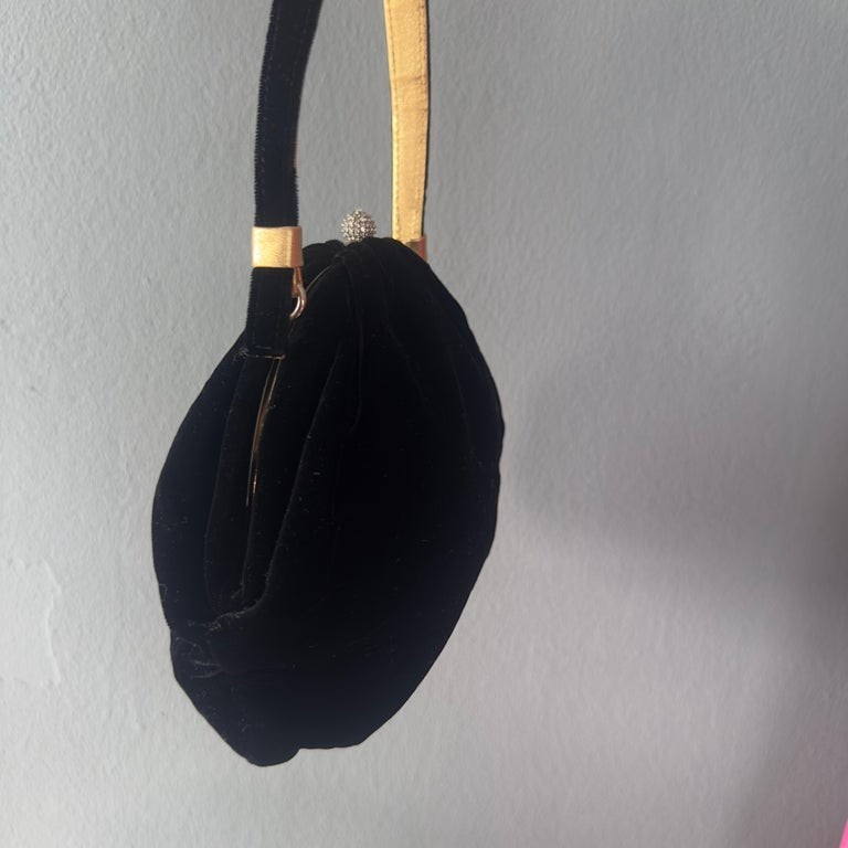 Dolce & Gabbana Black Velvet Evening Bag with Jewelry Closure, 1990s