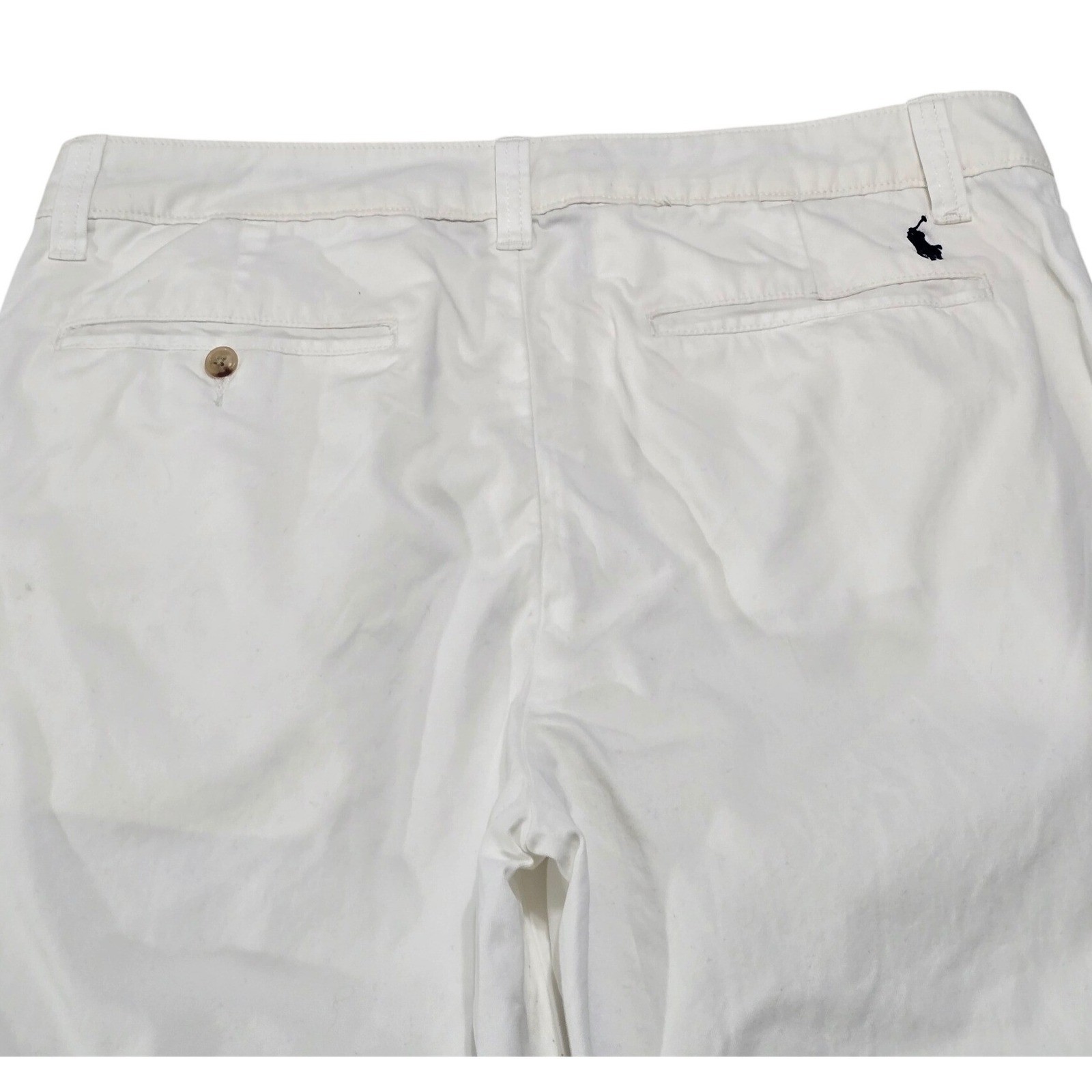 Ralph Lauren Sport Womens White Cotton Chino Pants Size 10 Embroidered Pony Logo