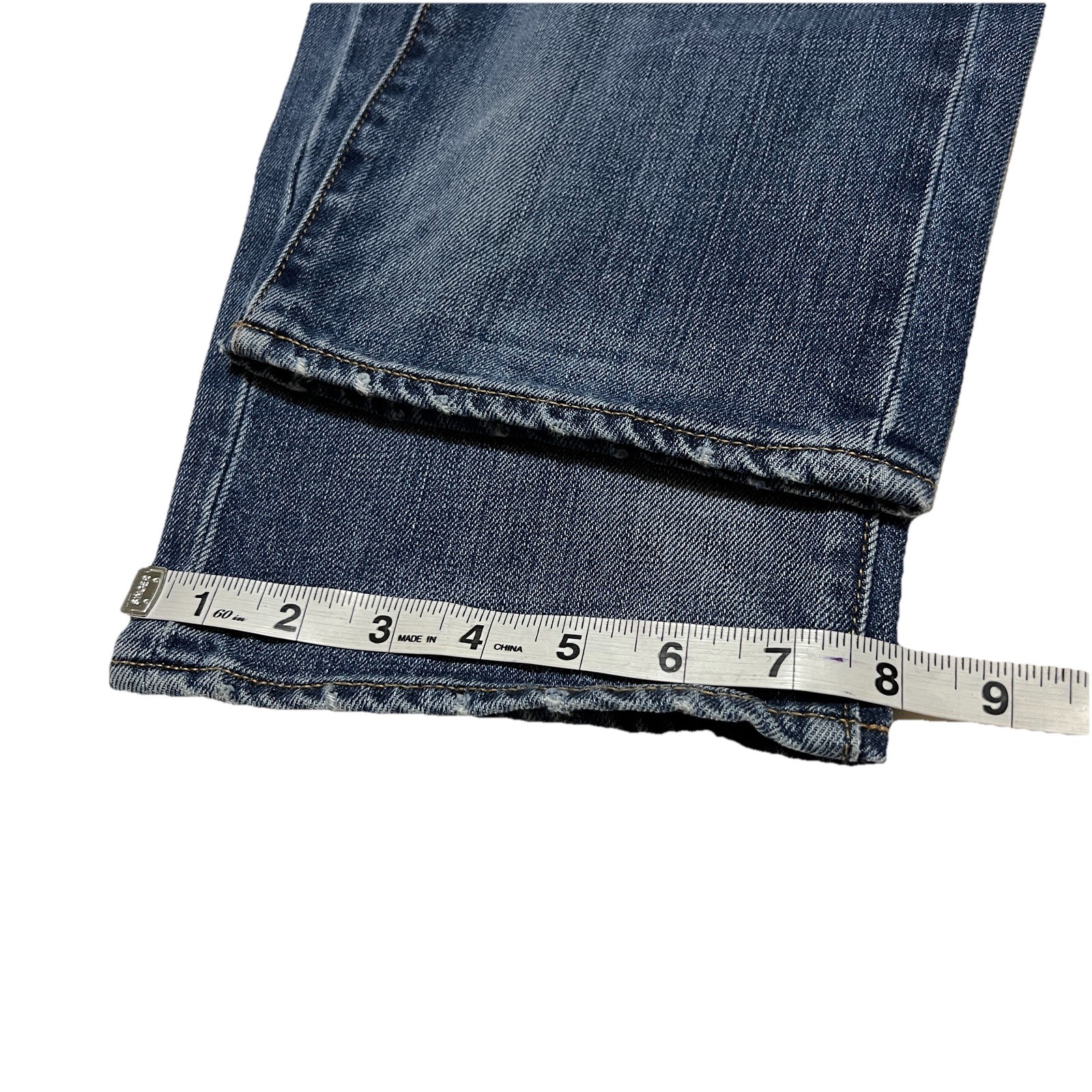 J Crew Mens Size 36×33.5 Distressed Urban Slim Straight Denim Cotton Blue Jeans