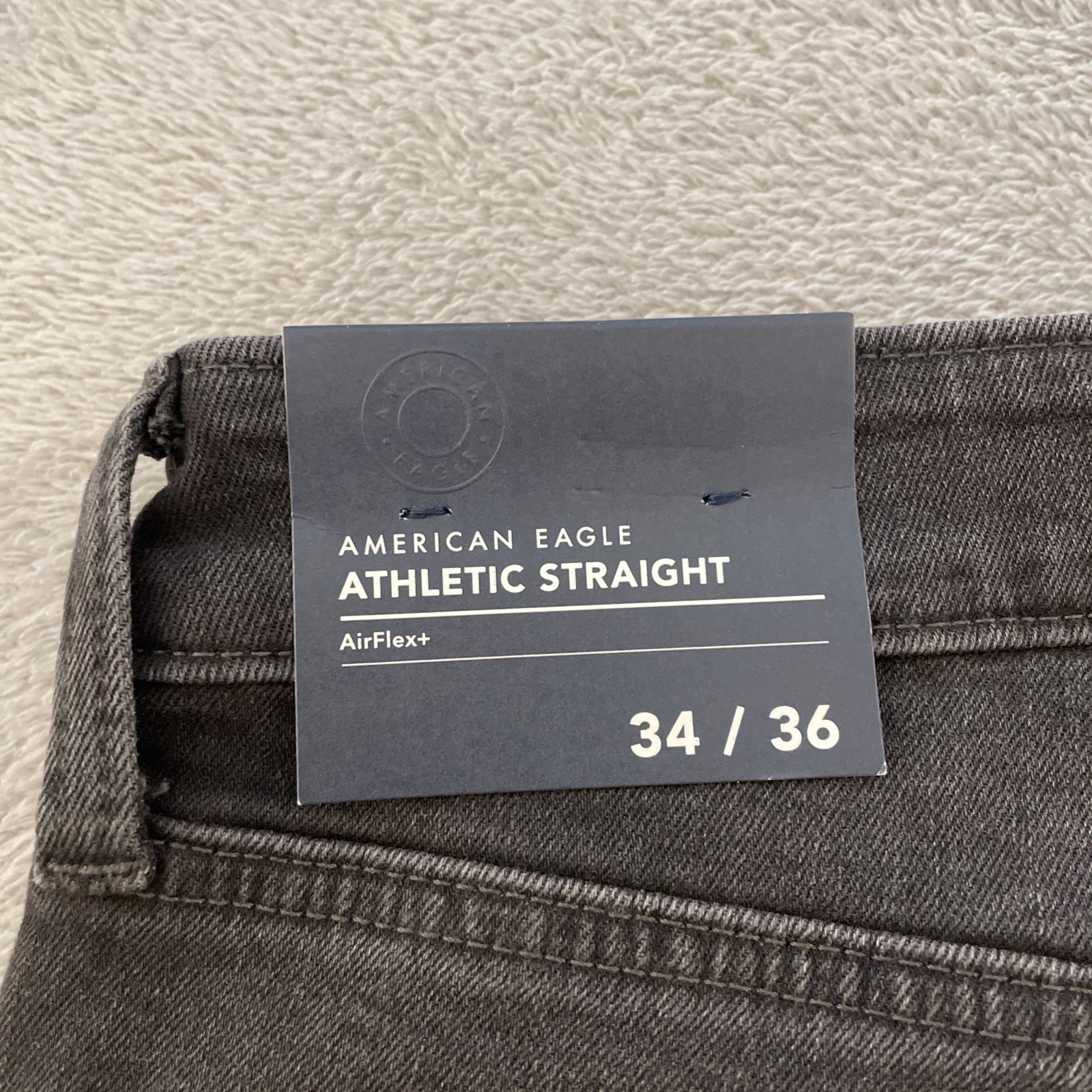 New American Eagle Athletic Straight Jeans Men’s 34×36 Black Airflex Stretch NWT