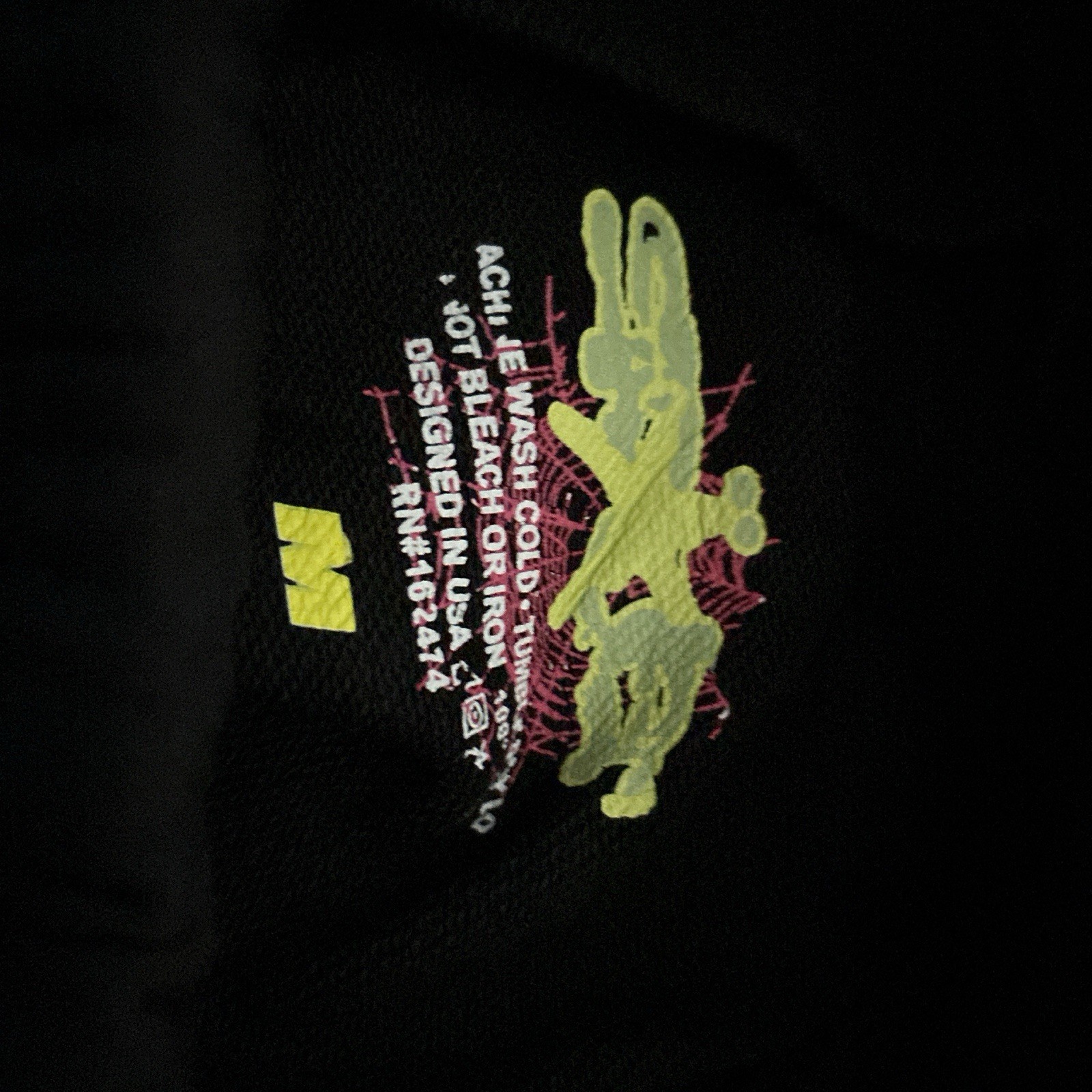 Men’s Black Graphic Print Jogger Pants Cotton Fleece Drawstring Elastic M