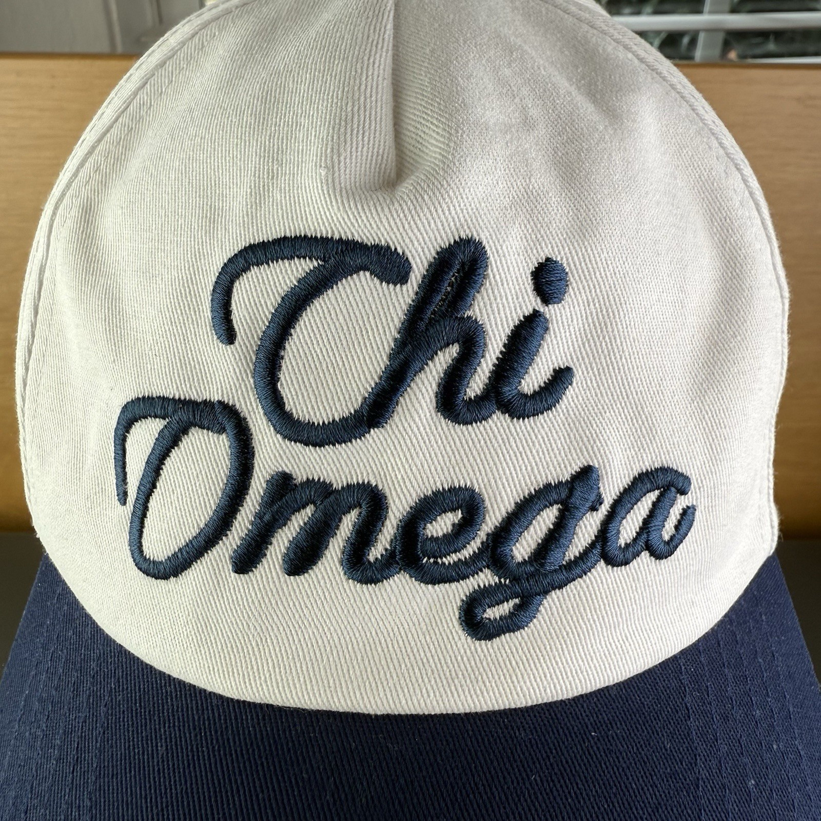 Chi Omega Sorority Script Spell Out Two Tone Excellent Condition Snapback Hat