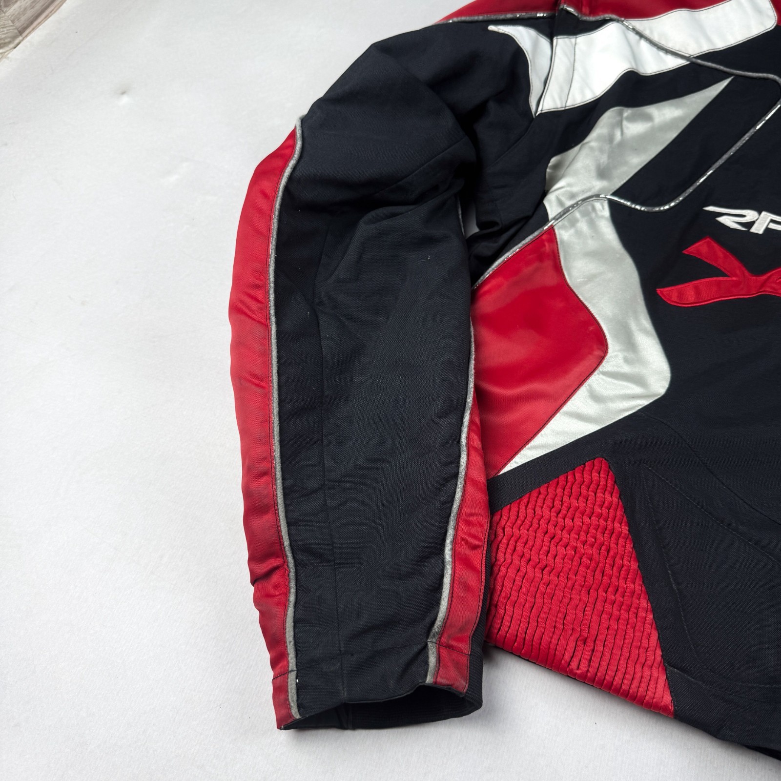 Mens Vintage IXS Racing Motorcycle Jacket Red Black Moto Biker Padded Y2K Racing