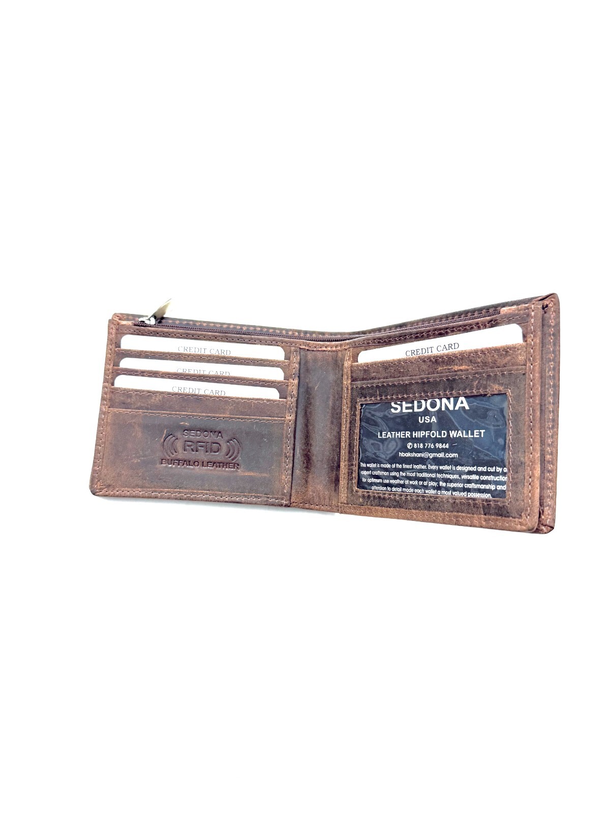 SEDONA® BIFOLD WALLET WITH EXTENDED CASH COMPARTMENT AND ZIPPER FOR BILLS