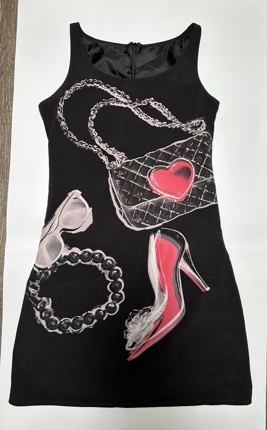 Moschino Cheap Chic Handbag Heels Graphic Print Mini Shift Dress IT 40 US 6 Y2K
