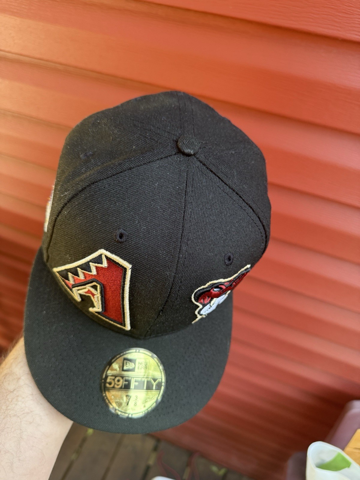 VTG New Era Arizona Diamondbacks 2001 WS Patch MLB Fitted Hat 59 Fifty Sz 7 3/8
