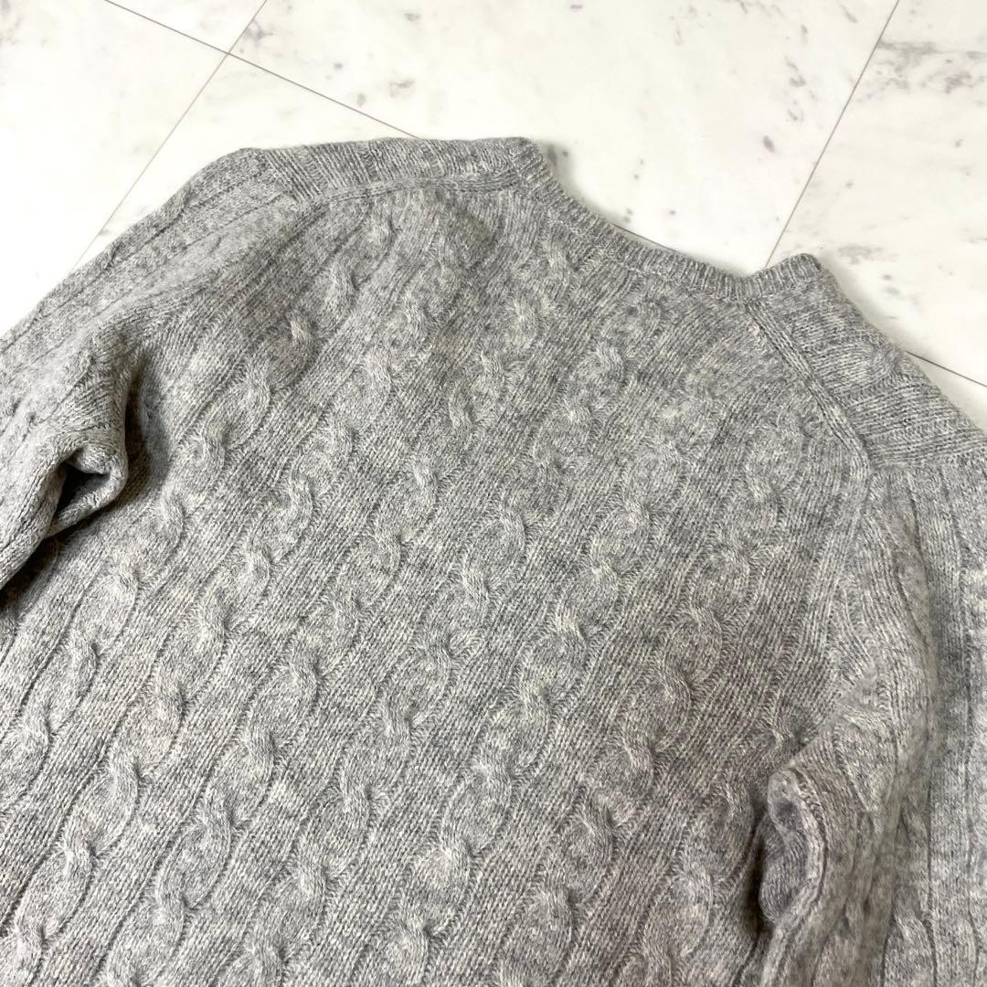 Polo Ralph Lauren CABLE KNIT WOOL CASHMERE V-NECK SWEATER Size S (P) Grey