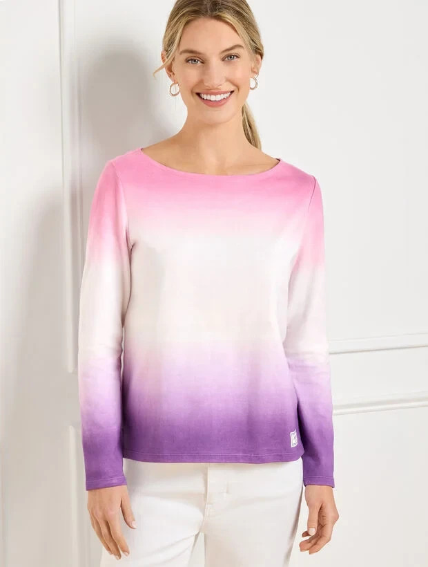 NWT TALBOTS AUTHENTIC JERSEY TEE – DIP-DYE OMBRE PINK TO PURPLE TOP SIZE 1X