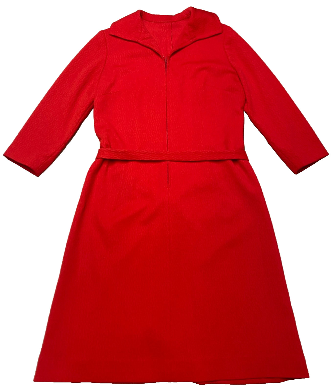 Vintage Dress 1960 Mod Go Go Burnt Orange Red Belted Retro Shift Dress