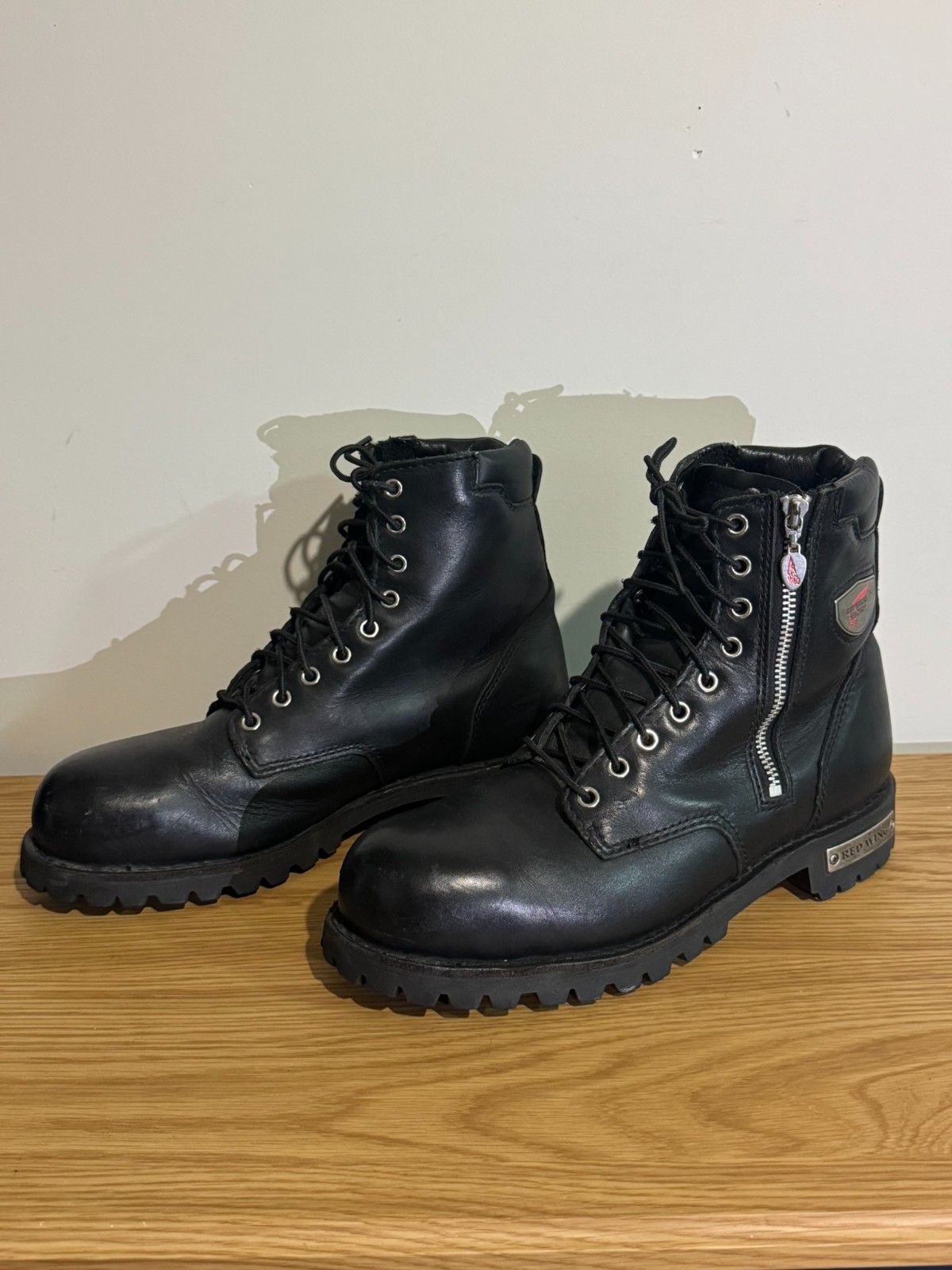 Red Wing 967 Mens US 10.5 EU44 Steel Toe Leather Side Zip Biker Safety Boots