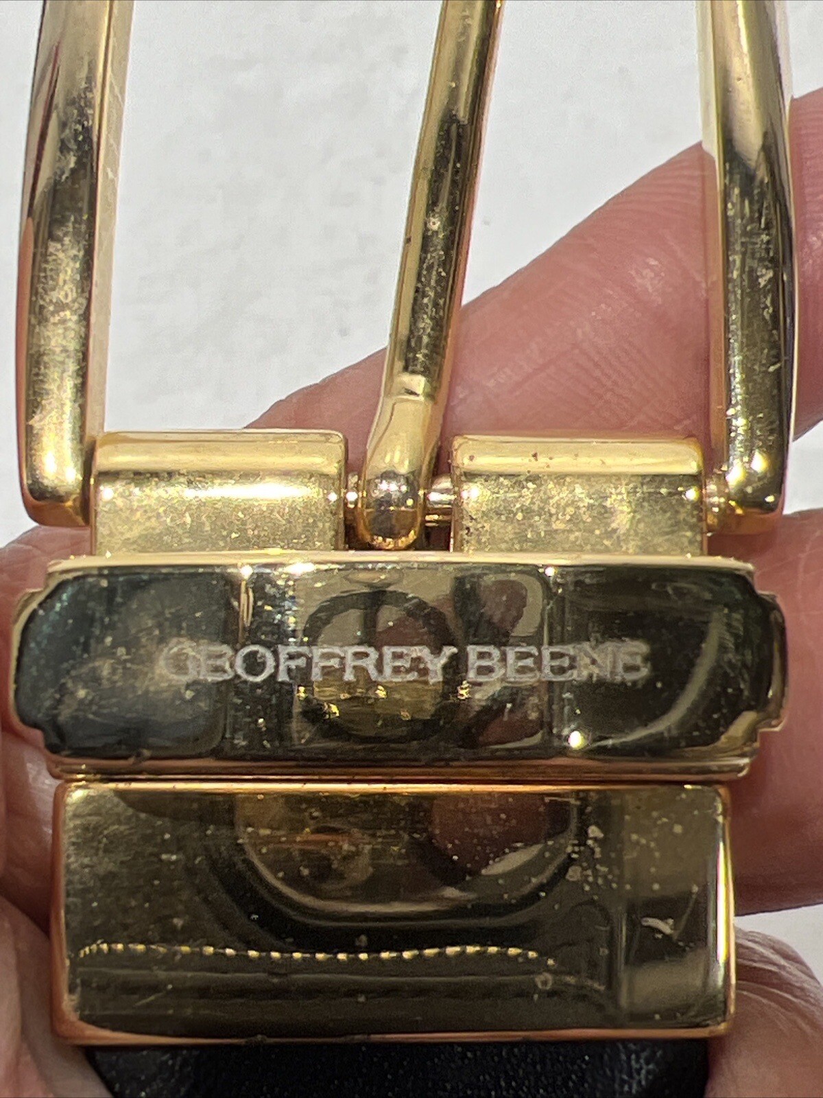 Men’s 32 Geoffrey Beene Italy Leather Belt Reversible Brown Black Gold Hardware