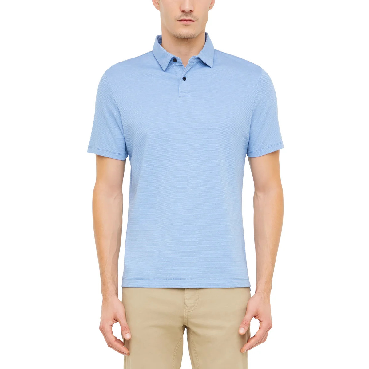 Banana Republic Mens Luxe Polo Shirt Cotton Lightweight Micro Stripe Solid New