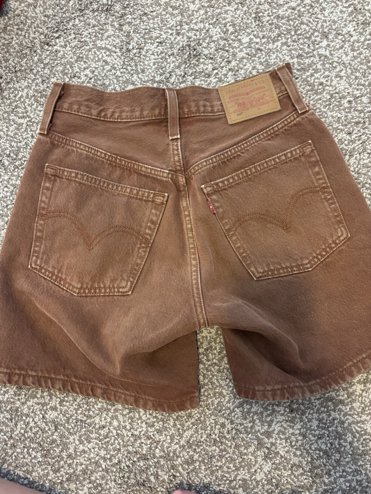 Levi’s Premium 501 Womens Brown Cotton Denim Shorts Button Fly 5-Pocket xs