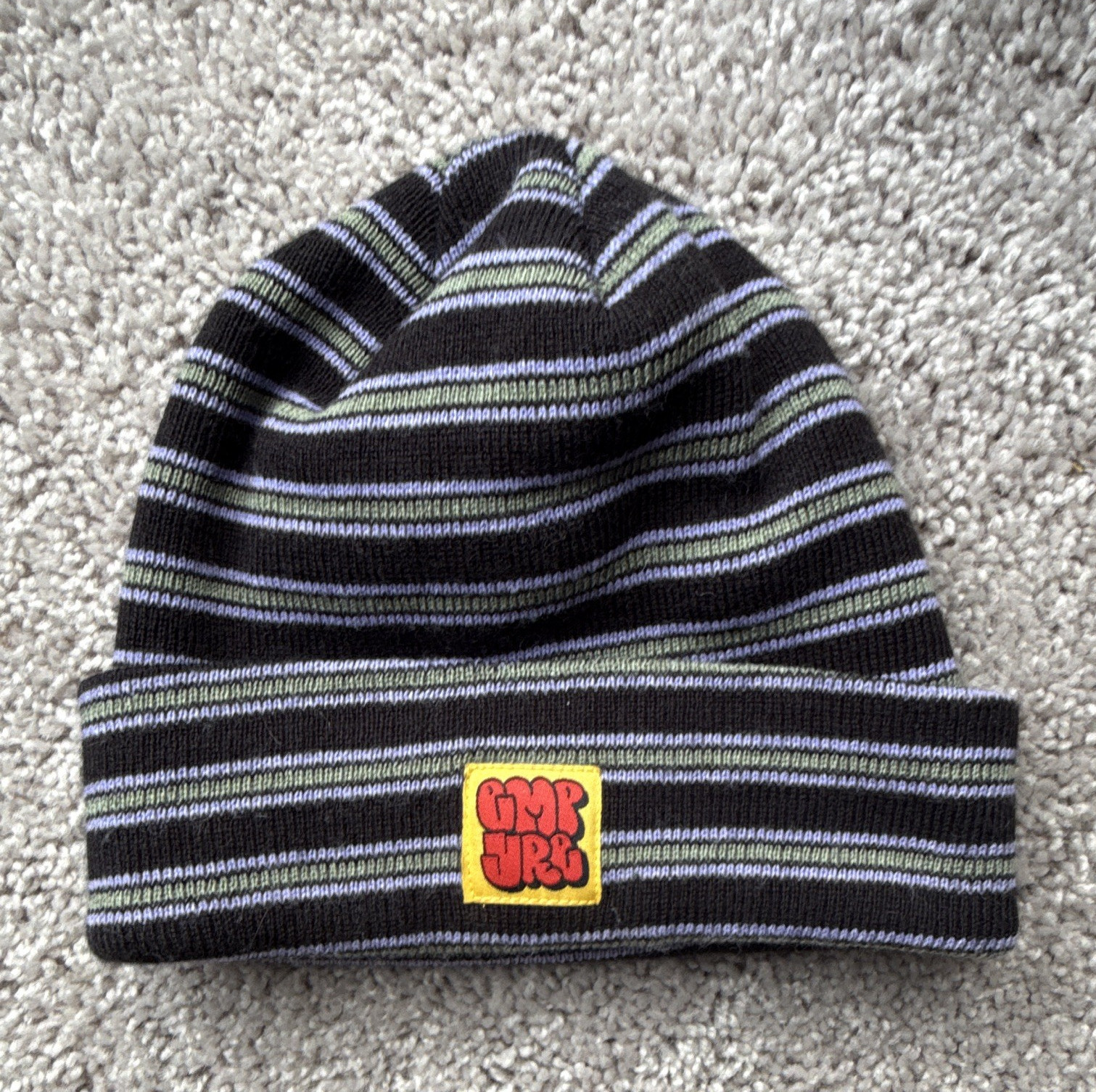 Empyre Men’s Striped Beanie Hat One Size Black Green Purple Knit Cap