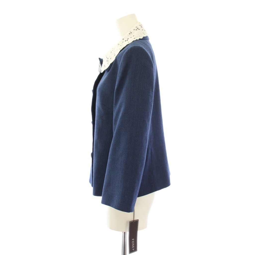 Foxey Navy & White Lace Wool Jacket Women’s Size 0 Fully Lined Unused