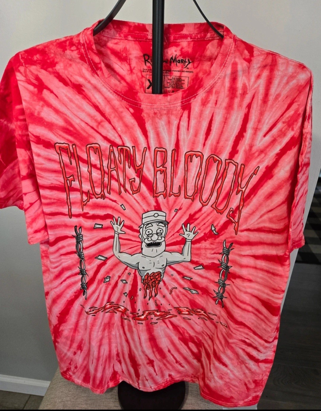 Rick and Morty Loot Crate Exclusive Float Bloody Man Red Tie Dye Shirt Mens XL