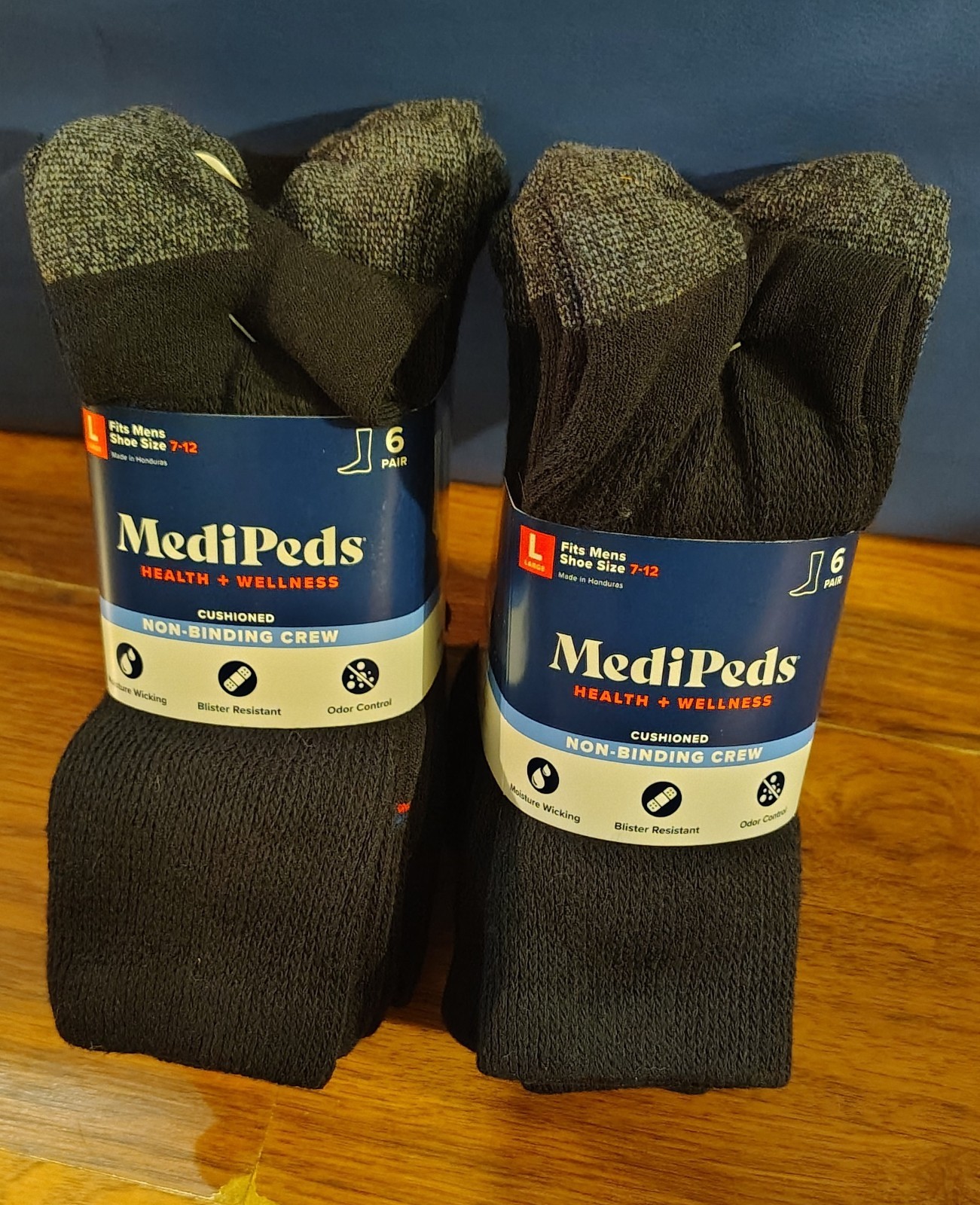 MediPeds Cushioned Non-binding Crew Large Socks 12 Pairs