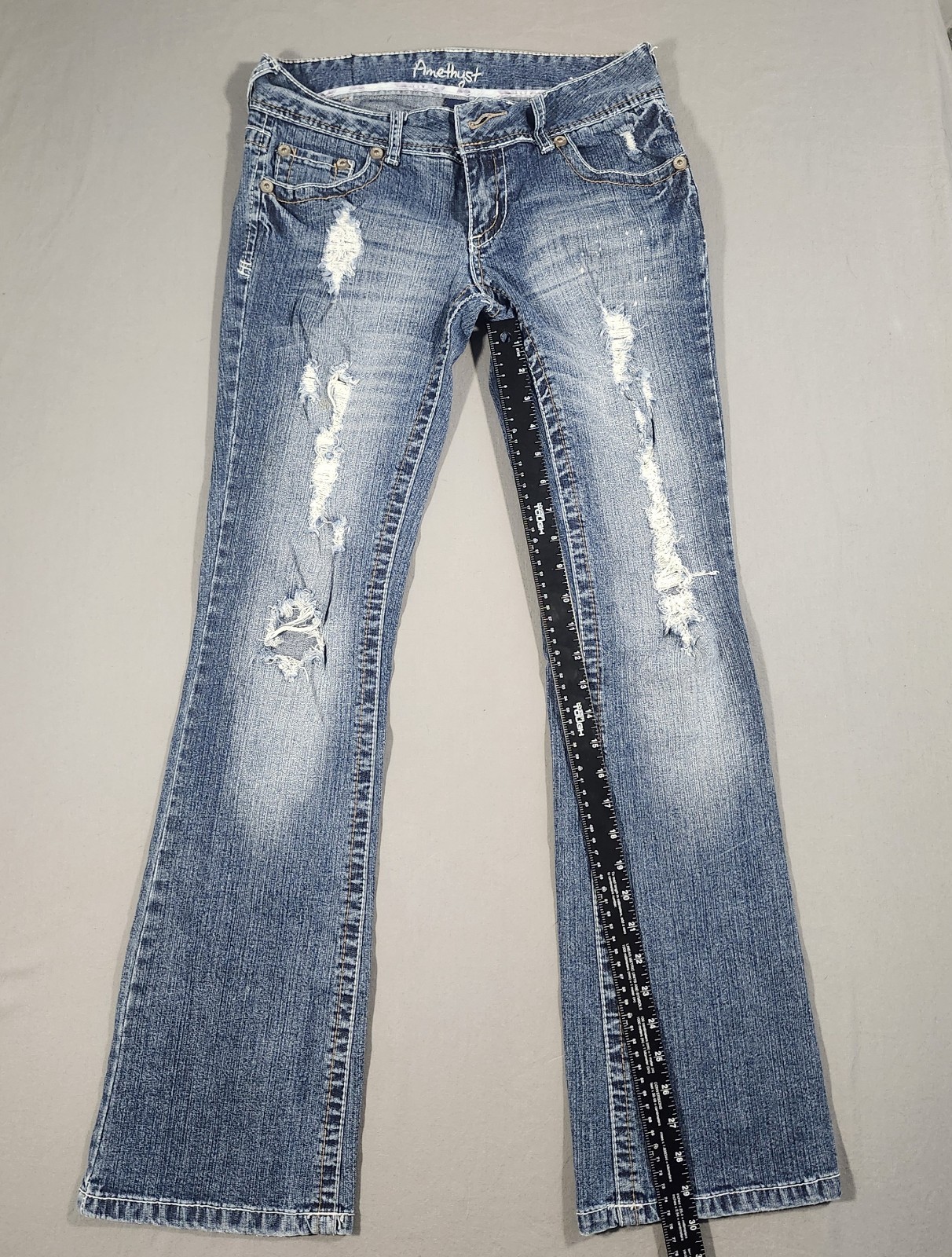 Amethyst Bootcut Jeans Blue Denim Medium Wash Distressed