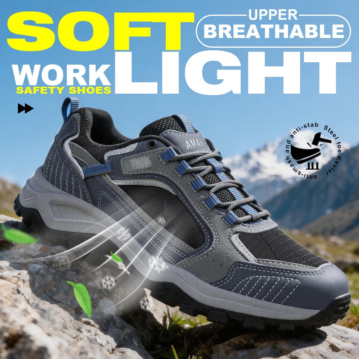 Work Indestructible Safety Shoes Steel Toe Work shoes Breathable Men Sneakers