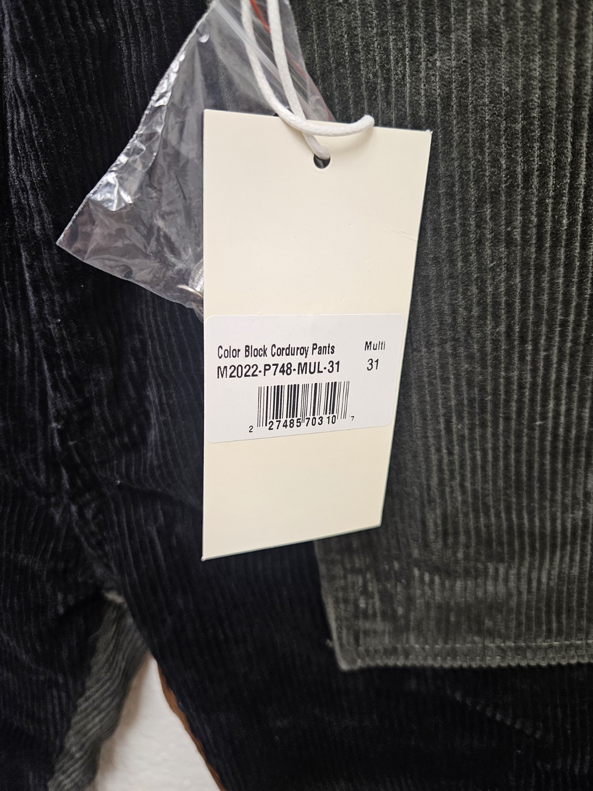 NEW MNML Men’s Color Block Corduroy Pants 31X30 (Retail $90) includes GIFT