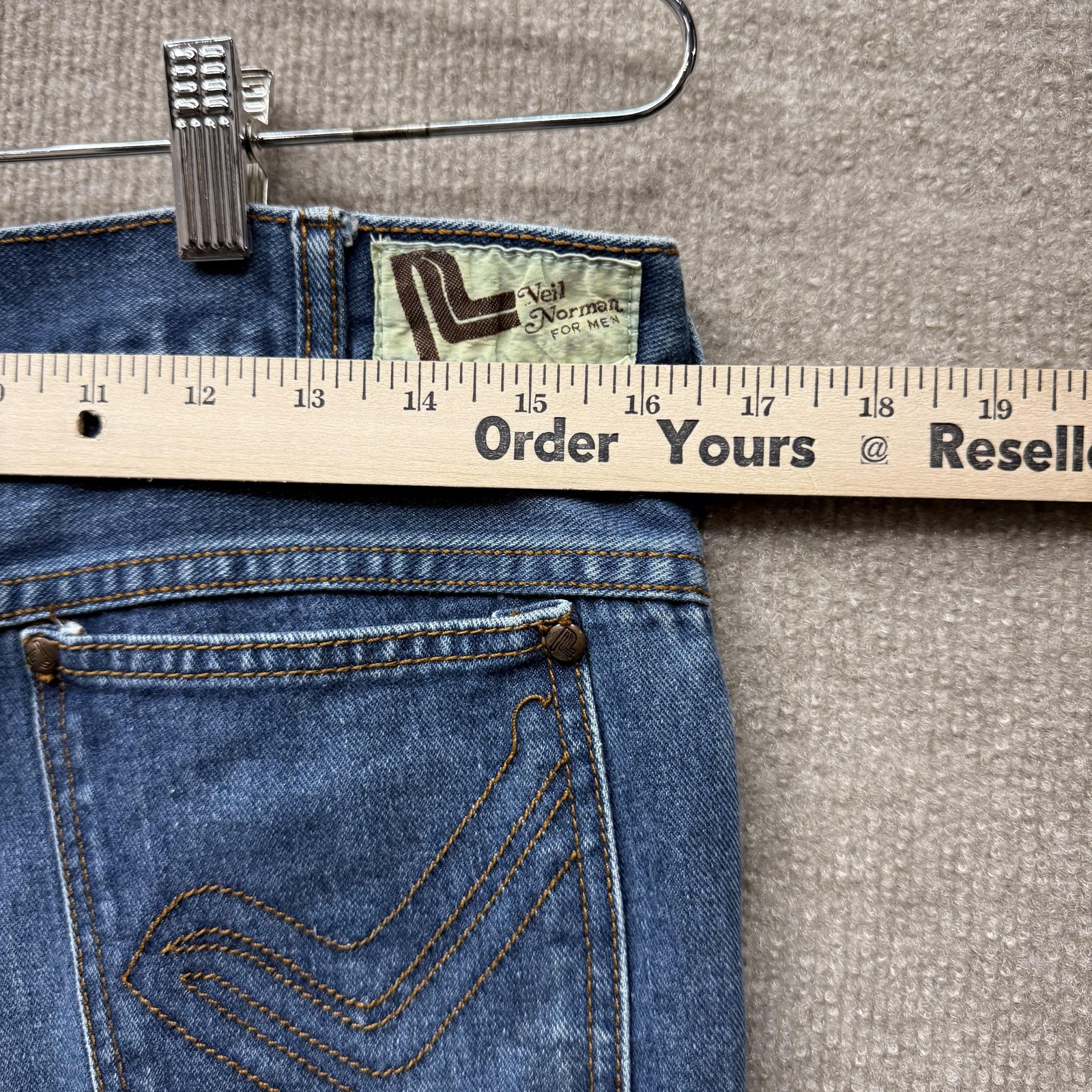 Neil Norman Vintage Jeans Mens 36×29 Wide Distressed Raw Hem Hong Kong 60s 70s