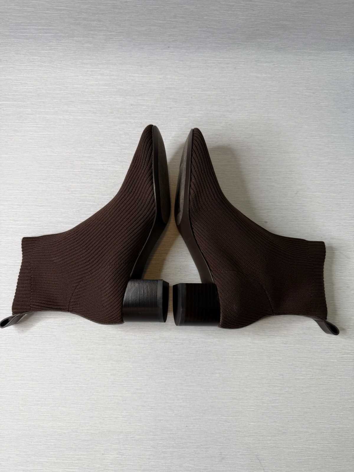 Everlane The Glove Boot Rib Knit Ankle Sock Boots Size 6 Brown ReKnit Block Heel