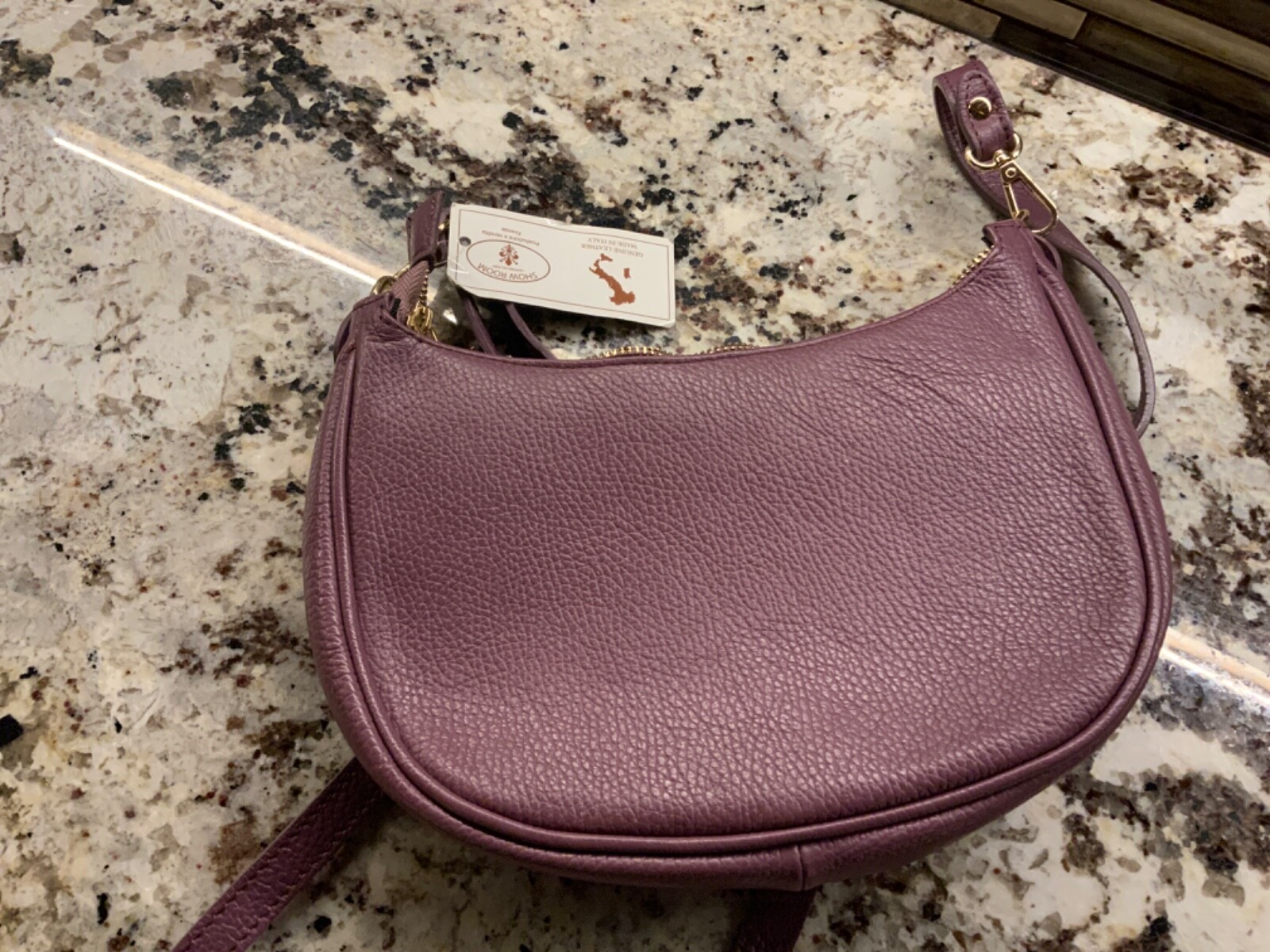Italian Genuine Leather Handbag Shoulder Bag with- Crossbody Strap
