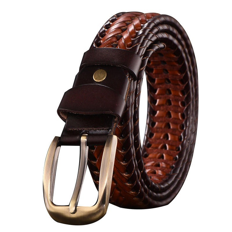 Braided Belts 5 Colors Genuine Leather 49″ x 1-1/2″ Casual Woven Jeans Dress NEW