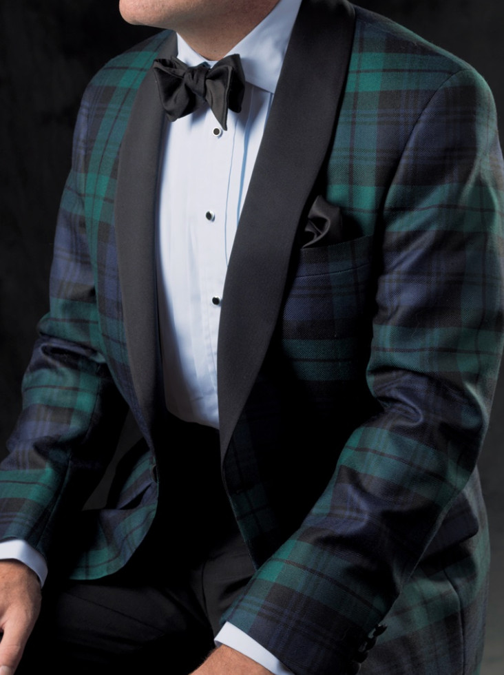 2025 EXPRESS Blackwatch Plaid Dinner Jacket Tux Sport Coat Suit Blazer 38R Slim